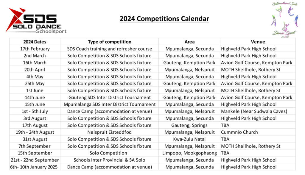 2023 Calendar International Solo DanceSport
